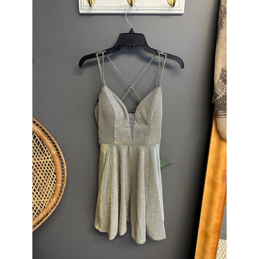 Vintage My Michelle Sz 9 Dress Gold Shimmer Glitter Y2k‎ 90s Fairy Girly NWT